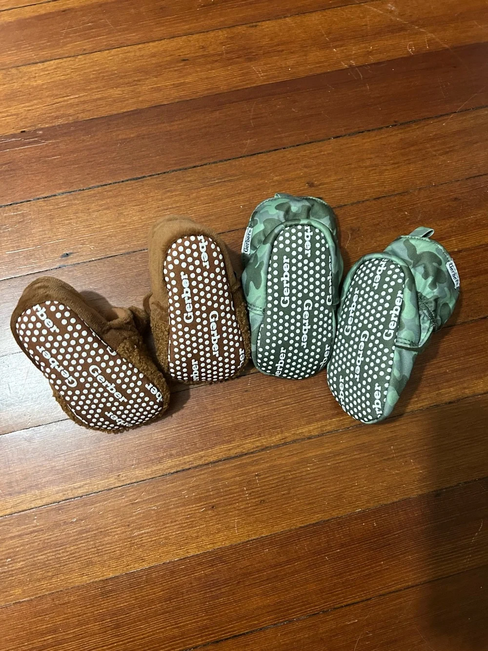 Baby booties Lot-  Sherpa Booties + Green Camo Soft Soles - 2 Pack